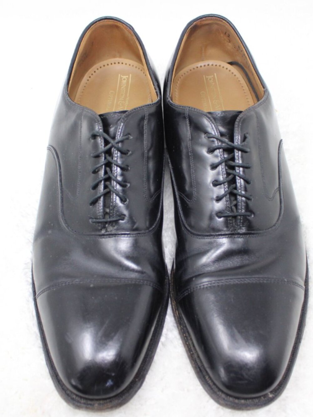 Johnston & Murphy Dress Shoes Mens 12 Black Melton Optima Cap Toe Oxford